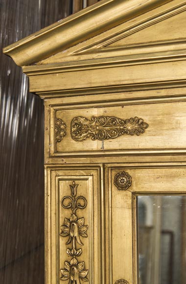 Trumeau ancien de style Empire, doré, fronton à décor de lions Trumeau ancien de style Empire, doré, fronton à décor de lions-3