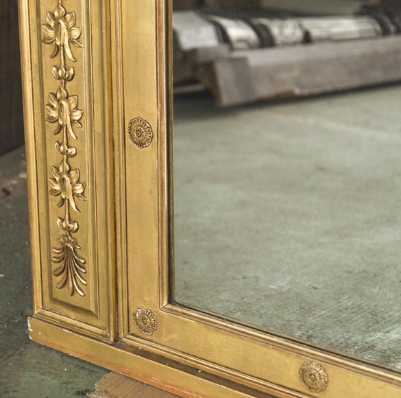 Trumeau ancien de style Empire, doré, fronton à décor de lions Trumeau ancien de style Empire, doré, fronton à décor de lions-5