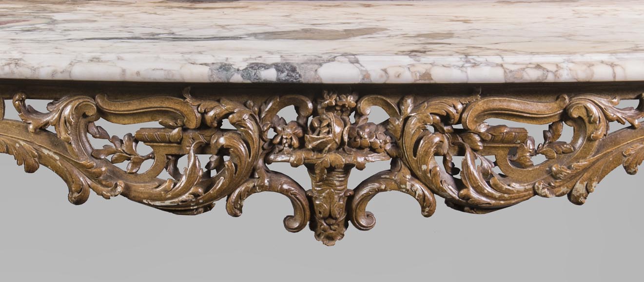 Console ancienne et son miroir, de style Louis XV, aux perroquets Console ancienne et son miroir, de style Louis XV, aux perroquets-8