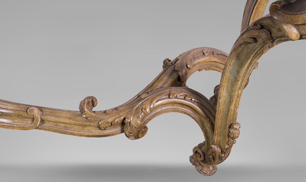 Console ancienne et son miroir, de style Louis XV, aux perroquets Console ancienne et son miroir, de style Louis XV, aux perroquets-11