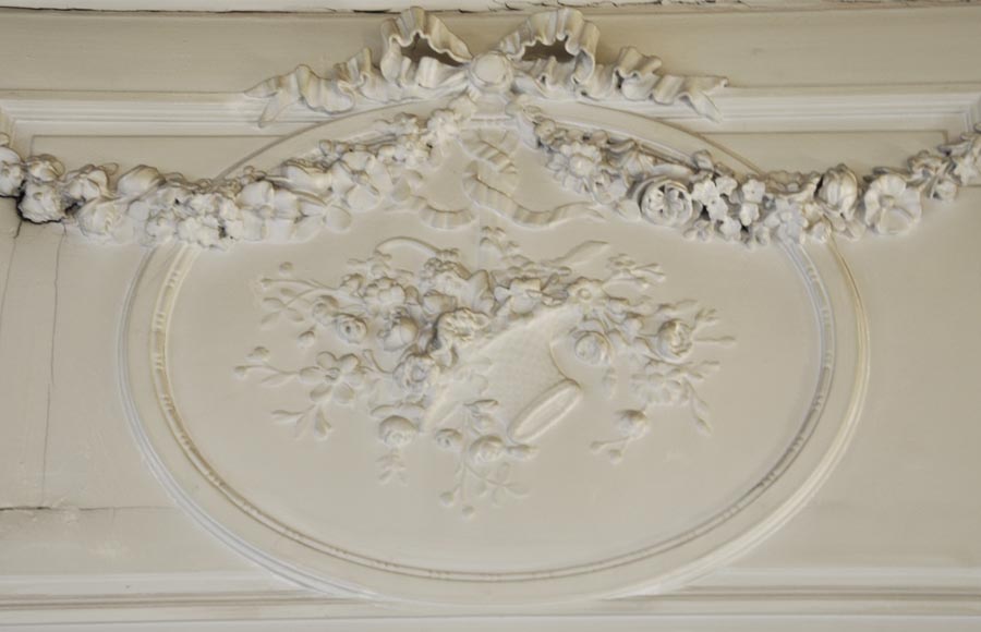 Trumeau ancien de style Louis XVI, à décor de panier fleuri Trumeau ancien de style Louis XVI, à décor de panier fleuri-1