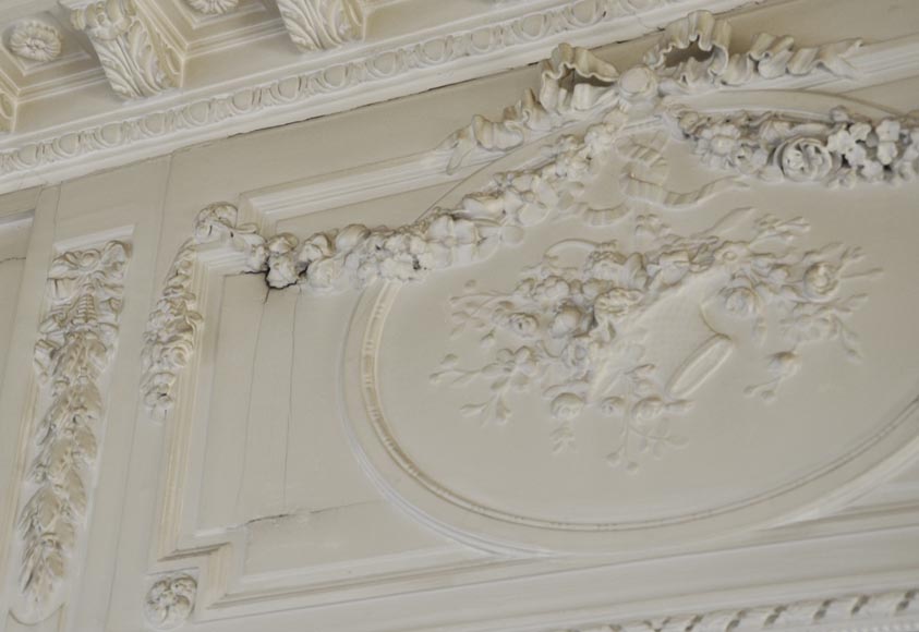 Trumeau ancien de style Louis XVI, à décor de panier fleuri Trumeau ancien de style Louis XVI, à décor de panier fleuri-5