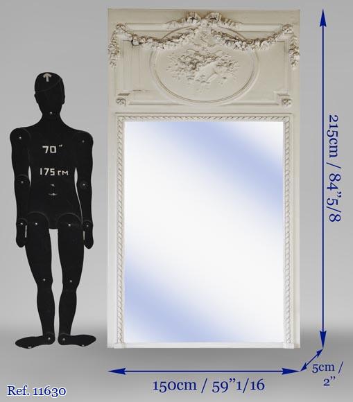 Trumeau ancien de style Louis XVI, à décor de panier fleuri Trumeau ancien de style Louis XVI, à décor de panier fleuri-6