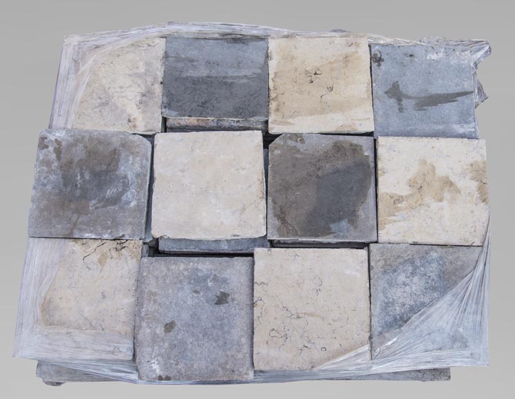 Sol en pierre marbrière et marbre composé de dalles bicolores du XVIIIe siècle Sol en pierre marbrière et marbre composé de dalles bicolores du XVIIIe siècle-0