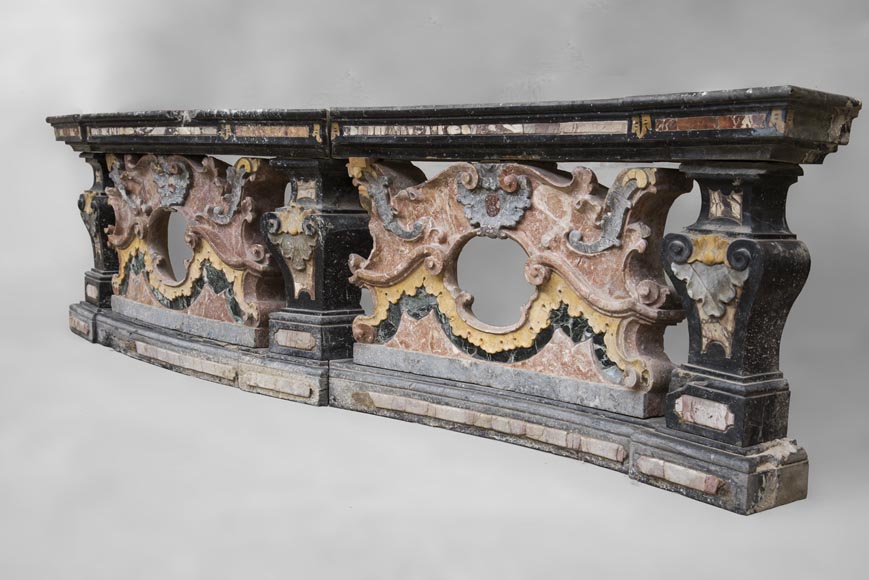 Paire de balustrades de style Baroque en marbre polychrome Paire de balustrades de style Baroque en marbre polychrome-6