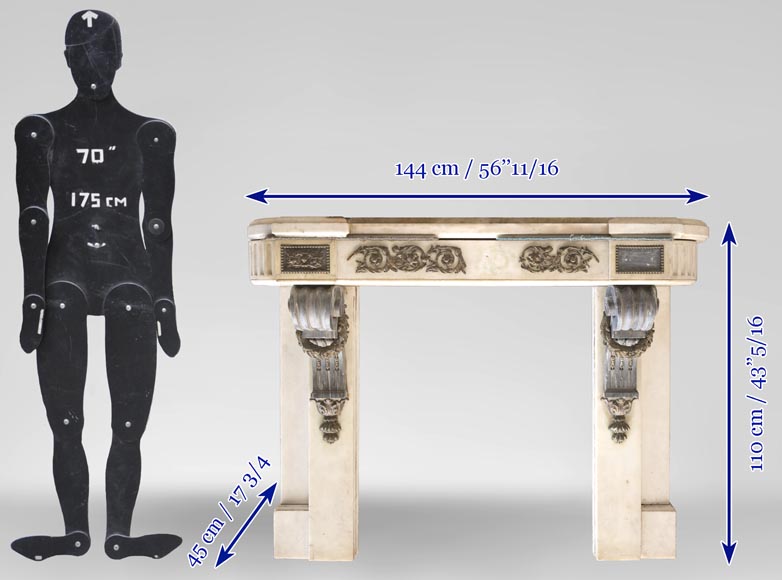 Console Napoléon III en marbre statuaire et marble Bleu Turquin à décors de bronzes Console Napoléon III en marbre statuaire et marble Bleu Turquin à décors de bronzes-9
