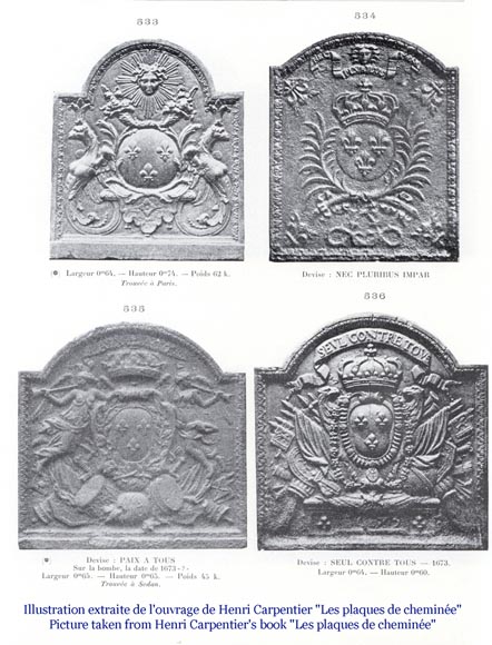 Plaque de cheminée moderne aux Armes de France et au Roi-Soleil Plaque de cheminée moderne aux Armes de France et au Roi-Soleil-6