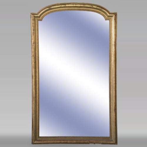 Trumeau de style Louis-Philippe en bois et stuc doré et perlé