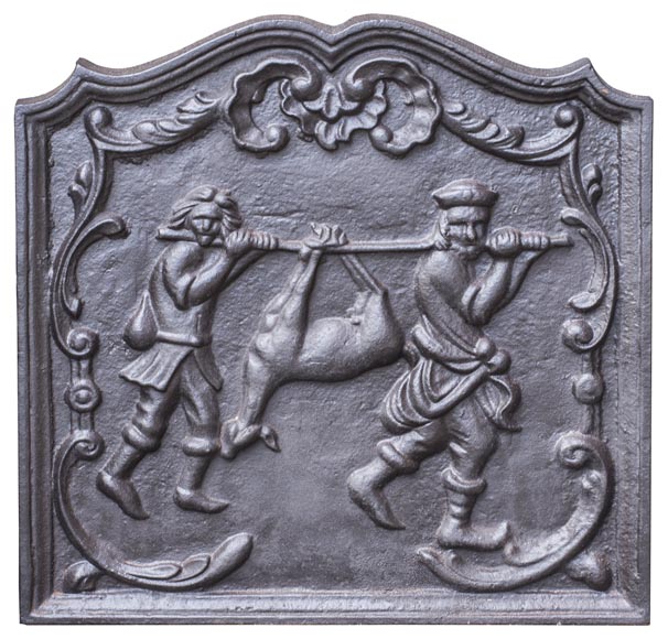Petite plaque de cheminée moderne, décorée d'un retour de chasse Petite plaque de cheminée moderne, décorée d'un retour de chasse-0