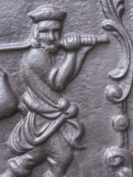 Petite plaque de cheminée moderne, décorée d'un retour de chasse Petite plaque de cheminée moderne, décorée d'un retour de chasse-3