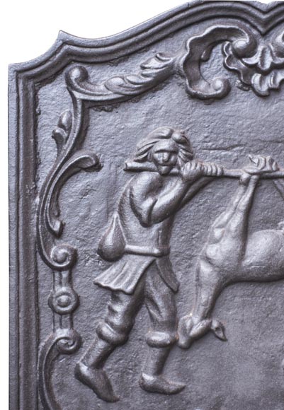 Petite plaque de cheminée moderne, décorée d'un retour de chasse Petite plaque de cheminée moderne, décorée d'un retour de chasse-4