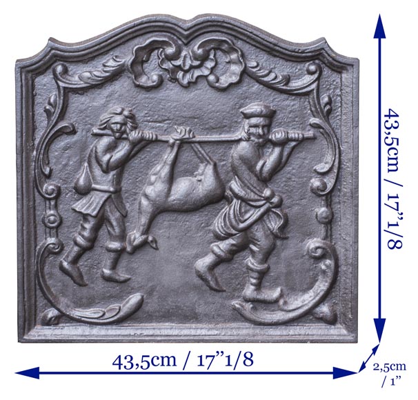 Petite plaque de cheminée moderne, décorée d'un retour de chasse Petite plaque de cheminée moderne, décorée d'un retour de chasse-6