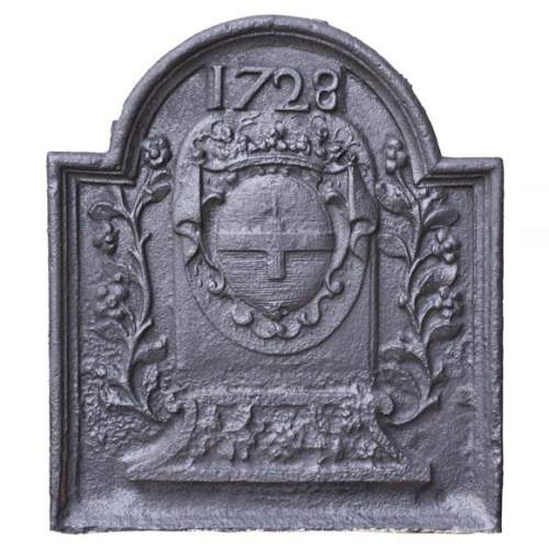 Plaque de cheminée aux armoiries de Paul-Jules de La Porte-Mazarin datée 1728