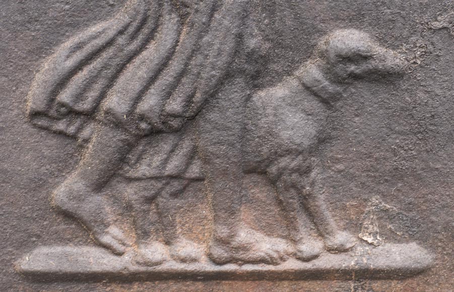 Plaque de cheminée moderne figurant Diane chasseresse Plaque de cheminée moderne figurant Diane chasseresse-3