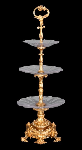 Centre de table de style Napoléon III en bronze doré et cristal taillé, vers 1850 Centre de table de style Napoléon III en bronze doré et cristal taillé, vers 1850-2