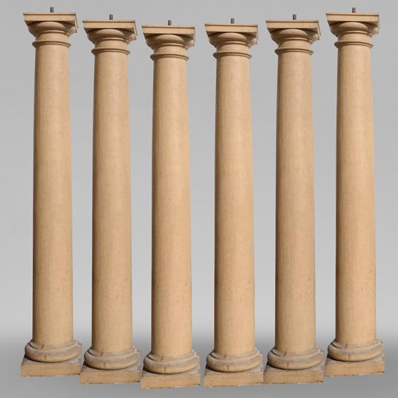 Lot de six colonnes doriques en bois ancienne Lot de six colonnes doriques en bois ancienne-0
