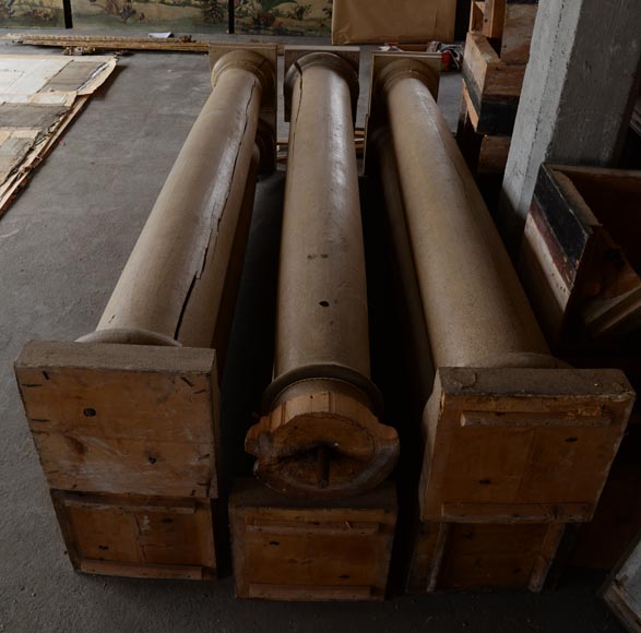 Lot de six colonnes doriques en bois ancienne Lot de six colonnes doriques en bois ancienne-5