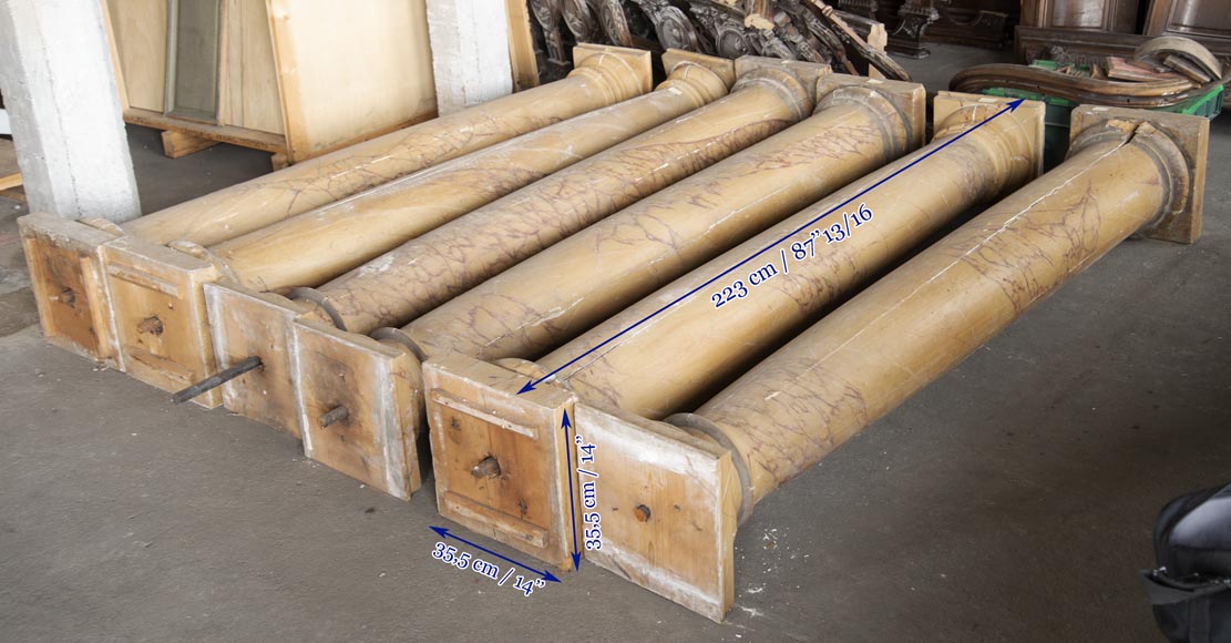 Ensemble de colonnes en bois peint imitation marbre Ensemble de colonnes en bois peint imitation marbre-10