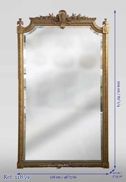 Trumeau ancien doré, de style Napoléon III, au miroir biseauté Trumeau ancien doré, de style Napoléon III, au miroir biseauté-7