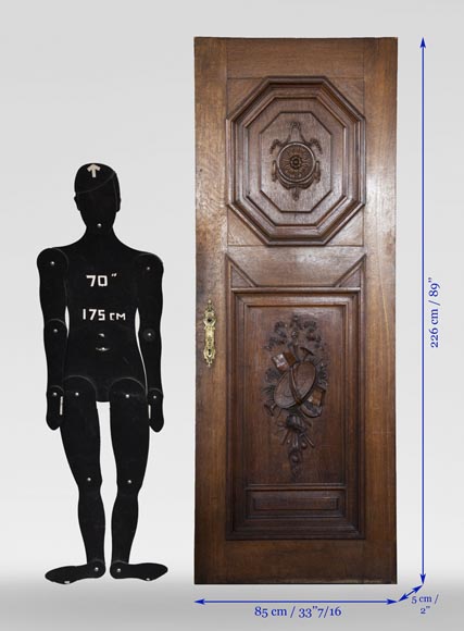 Porte simple en chêne sculpté de style Napoléon III Porte simple en chêne sculpté de style Napoléon III-5