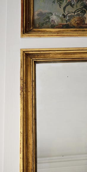 Trumeau ancien avec huile sur toile représentant un bouquet de fleurs Trumeau ancien avec huile sur toile représentant un bouquet de fleurs-2