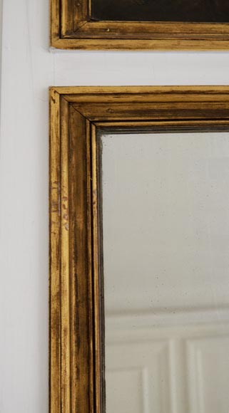 Trumeau ancien décoré d'une huile sur toile représentant un paysage animé Trumeau ancien décoré d'une huile sur toile représentant un paysage animé-2