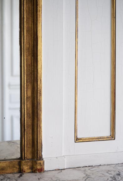 Trumeau ancien décoré d'une huile sur toile représentant un paysage animé Trumeau ancien décoré d'une huile sur toile représentant un paysage animé-3