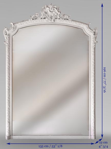 Trumeau ancien de style Régence au fronton ajouré orné d'une large coquille Trumeau ancien de style Régence au fronton ajouré orné d'une large coquille-6