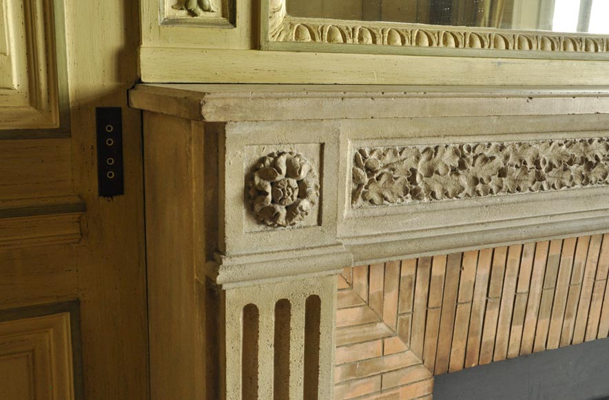 Belle pièce de boiserie de style Louis XVI avec sa cheminée en pierre et une huile sur toile représentant une marine Belle pièce de boiserie de style Louis XVI avec sa cheminée en pierre et une huile sur toile représentant une marine-9