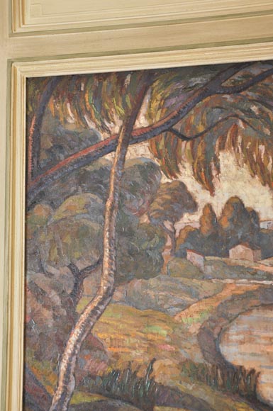 Belle pièce de boiserie de style Louis XVI avec sa cheminée en pierre et une huile sur toile représentant une marine Belle pièce de boiserie de style Louis XVI avec sa cheminée en pierre et une huile sur toile représentant une marine-24