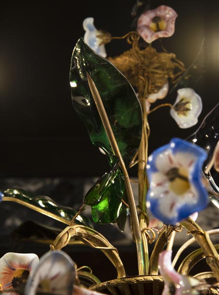 Lustre ancien au panier fleuri à huit lumières Lustre ancien au panier fleuri à huit lumières-6