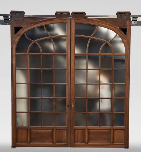 Grande porte coulissante en noyer Grande porte coulissante en noyer-0