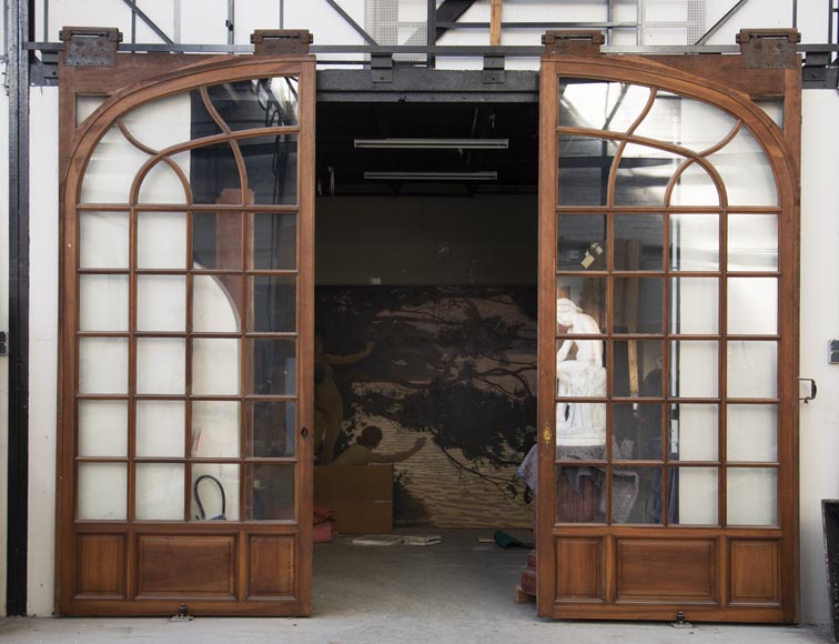 Grande porte coulissante en noyer Grande porte coulissante en noyer-6