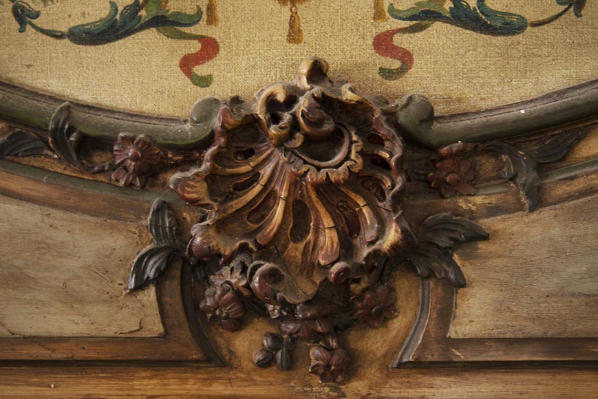 Trumeau orné d'une huile sur toile figurant un singe musicien Trumeau orné d'une huile sur toile figurant un singe musicien-4