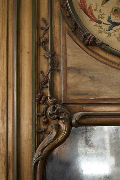 Trumeau orné d'une huile sur toile figurant un singe musicien Trumeau orné d'une huile sur toile figurant un singe musicien-7