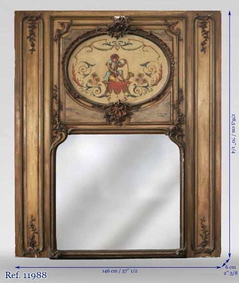 Trumeau orné d'une huile sur toile figurant un singe musicien Trumeau orné d'une huile sur toile figurant un singe musicien-10