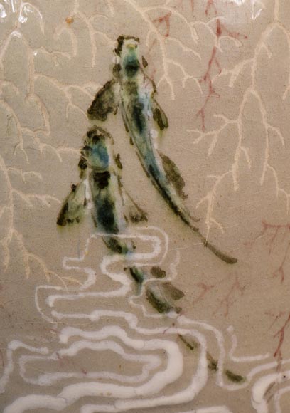 Edmond LACHENAL (1855-1930) - Vase ovoïde en céramique vernissée à décor de carpes Edmond LACHENAL (1855-1930) - Vase ovoïde en céramique vernissée à décor de carpes-7
