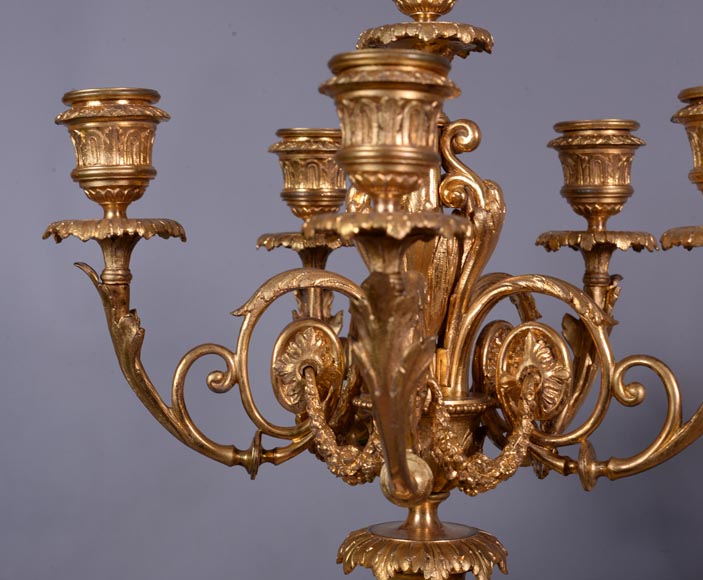 Garniture de cheminée en onyx et en bronze doré Napoléon III, vers 1860 Garniture de cheminée en onyx et en bronze doré Napoléon III, vers 1860-8