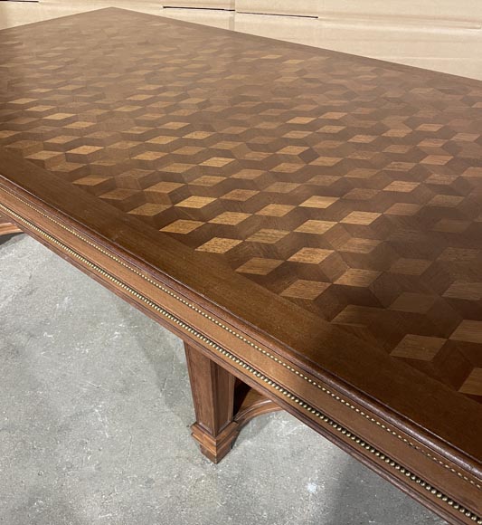 Grande table de style Louis XVI en décor de bronze et placage Grande table de style Louis XVI en décor de bronze et placage-3