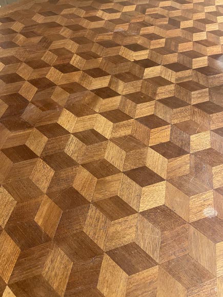 Grande table de style Louis XVI en décor de bronze et placage Grande table de style Louis XVI en décor de bronze et placage-4