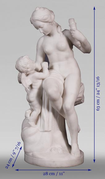 Etienne Maurice FALCONET (d'après) - Vénus retirant le carquois de Cupidon, en marbre de Carrare Etienne Maurice FALCONET (d'après) - Vénus retirant le carquois de Cupidon, en marbre de Carrare-11