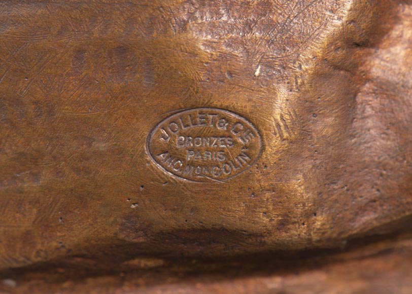 Paul Romain CHEVRÉ (1866-1914) - Le combat de coqs, bronze à patine mordorée Paul Romain CHEVRÉ (1866-1914) - Le combat de coqs, bronze à patine mordorée-11