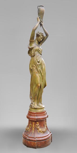 Femme à l'amphore, statue en fonte de fer à patine bronze par la fonderie Durenne, XIXè siècle Femme à l'amphore, statue en fonte de fer à patine bronze par la fonderie Durenne, XIXè siècle-3