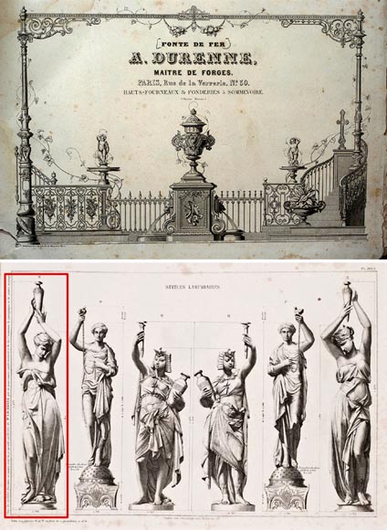 Femme à l'amphore, statue en fonte de fer à patine bronze par la fonderie Durenne, XIXè siècle Femme à l'amphore, statue en fonte de fer à patine bronze par la fonderie Durenne, XIXè siècle-9