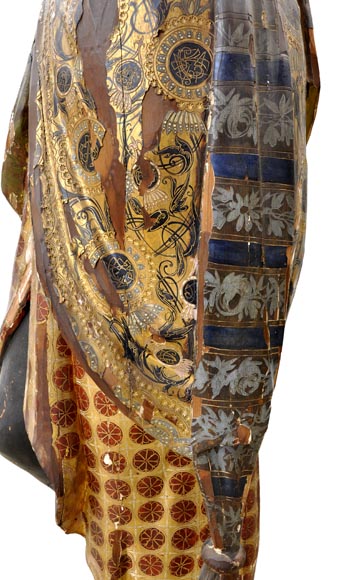 Nubienne porte-torchère en bois polychrome sculpté et doré Nubienne porte-torchère en bois polychrome sculpté et doré-3