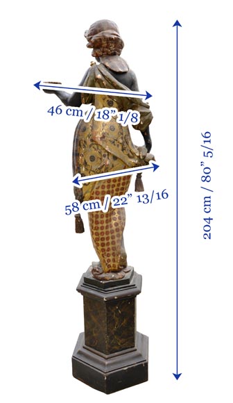 Nubienne porte-torchère en bois polychrome sculpté et doré Nubienne porte-torchère en bois polychrome sculpté et doré-6