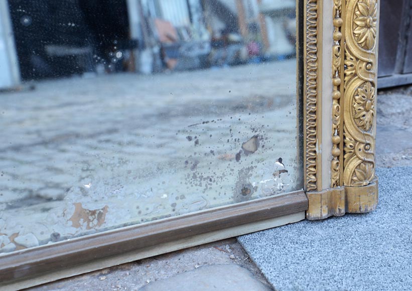 Grand trumeau ancien de style Louis XVI à décor de rubans noués et fleurs Grand trumeau ancien de style Louis XVI à décor de rubans noués et fleurs-5