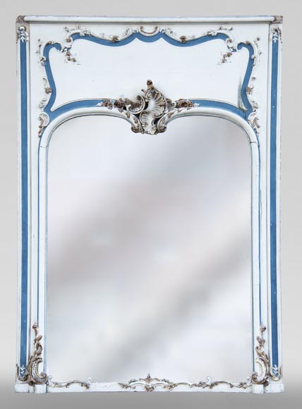 Trumeau ancien de style Louis XV au fronton orné d'une belle coquille Trumeau ancien de style Louis XV au fronton orné d'une belle coquille-0