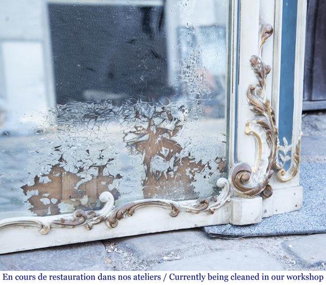 Trumeau ancien de style Louis XV au fronton orné d'une belle coquille Trumeau ancien de style Louis XV au fronton orné d'une belle coquille-5