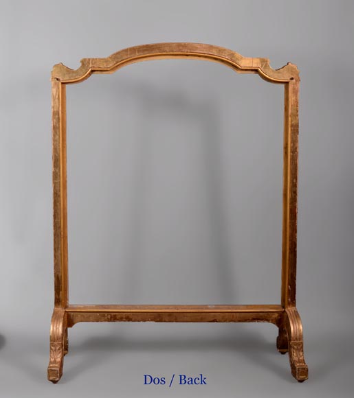 Rare pare-étincelles ancien en bois et stuc doré de style Louis XVI Rare pare-étincelles ancien en bois et stuc doré de style Louis XVI-7